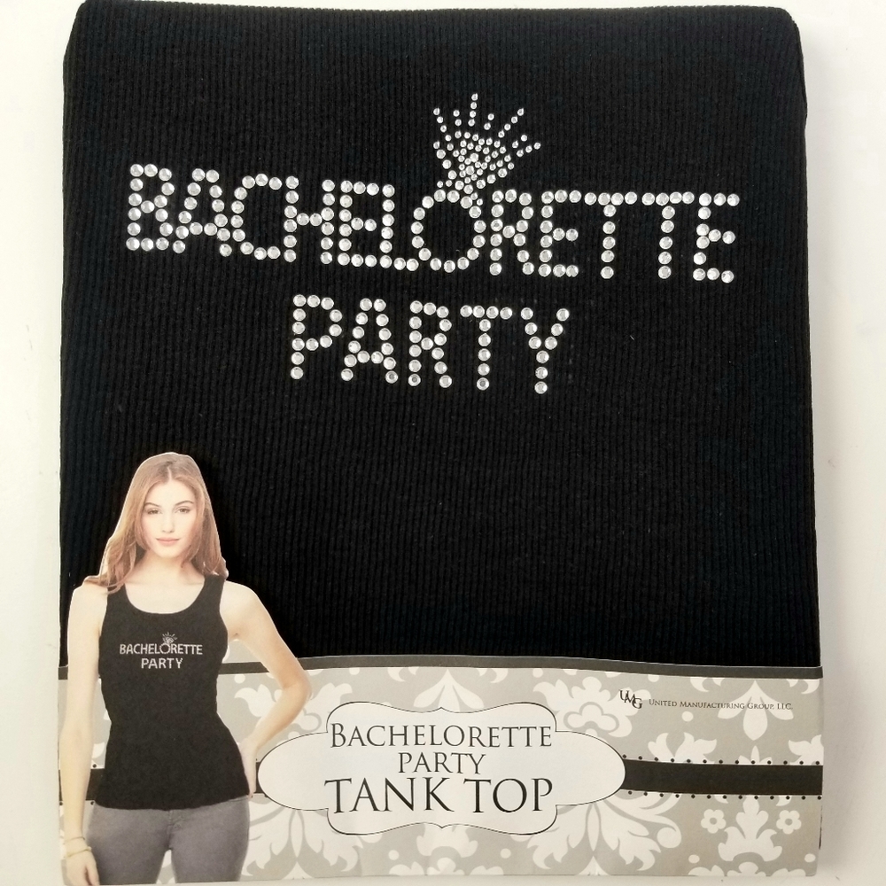 NEW Black Bachelorette Party BLINGED Tank Top